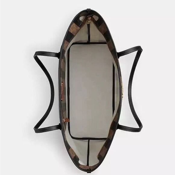 🔥🎁NWT! Coach Large City Tote Bag Sig Canvas With Stripe Walnut/Tan Msrp:$450.0 - Picture 5 of 6